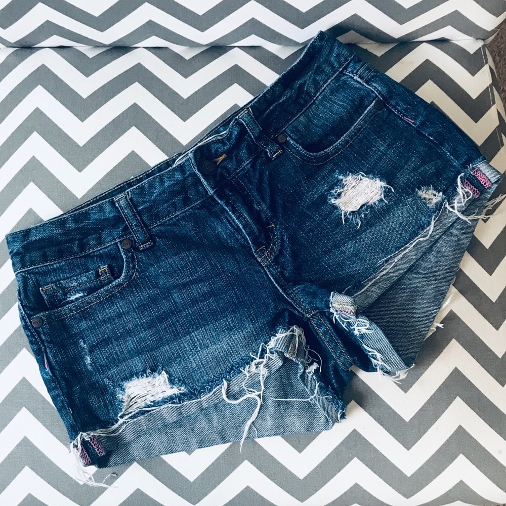 PINK | Denim Distressed Shorts